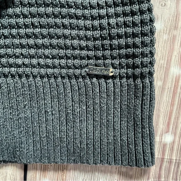 Calvin Klein Gray Turtleneck Long-Sleeve Sweater with Button Detail - Picture 11 of 12